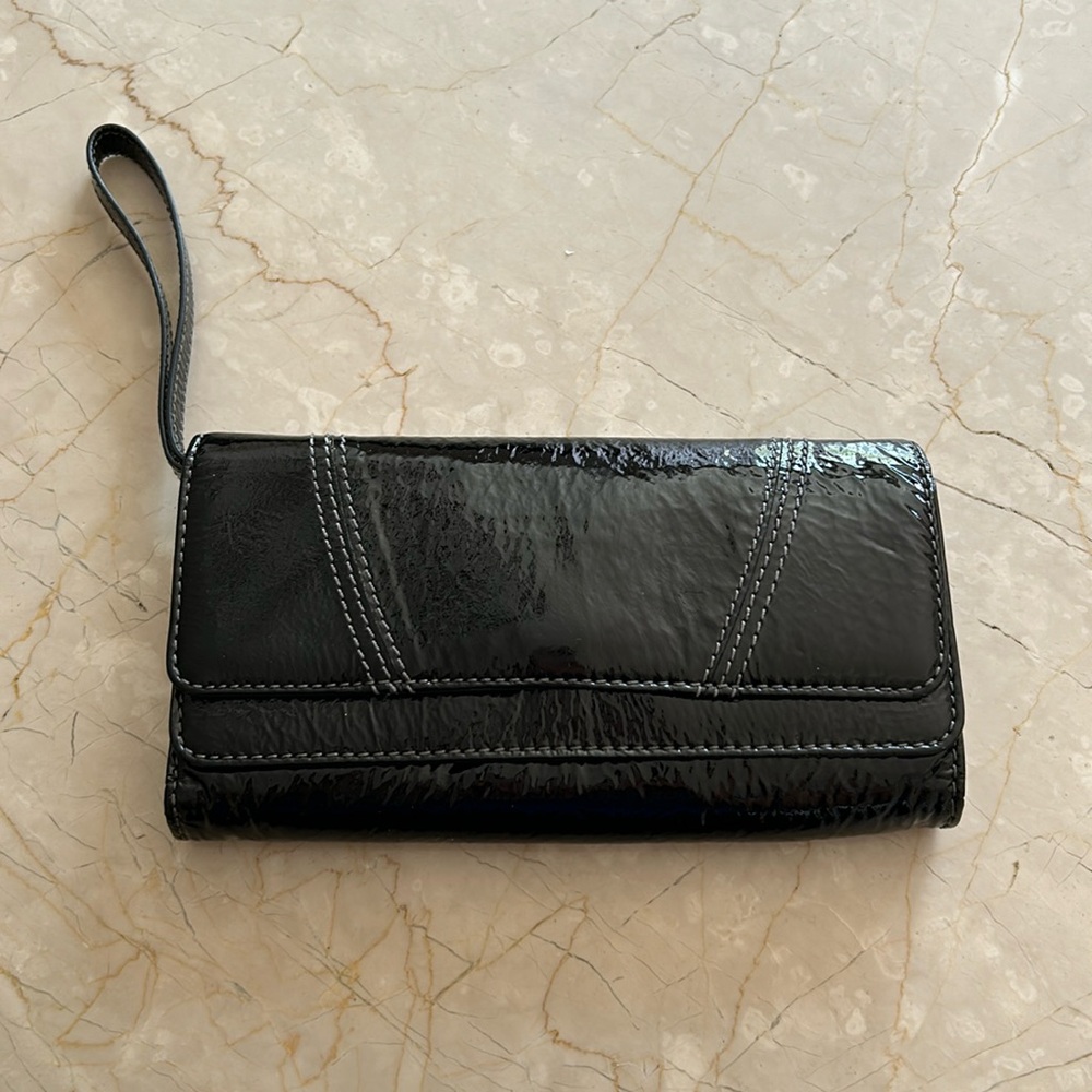 HOBO Black Patent Leather Wallet